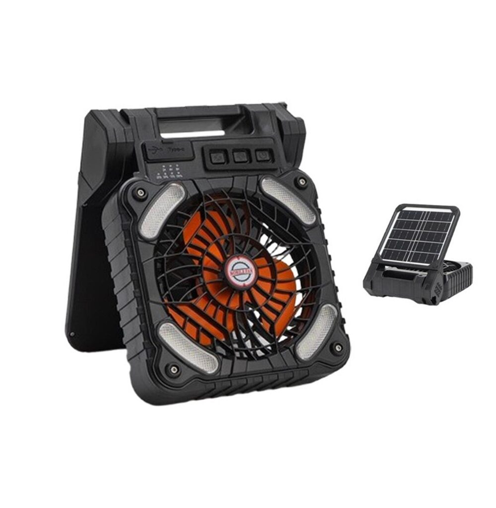 Kipas Angin With LED Camping Rechargeable Kipas Tenaga Solar Portable Fan Kipas Outdoor