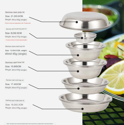 Set Piring Makan Camping 17Pcs 22Pcs Stainless Steel Nesting Outdoor Mendaki - Image 3