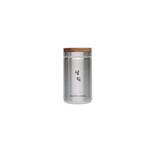 MINIMAL WORKS Sallim Cruet Spice Container Tempat Bumbu Portable Baja Kayu Stainless Steel Wadah Kitchenware