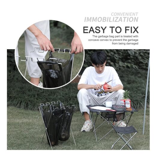 Rak Sampah Lipat Portable ISE MOUNT Folding Garbage Rack Barbecue Trash Rack - Image 2