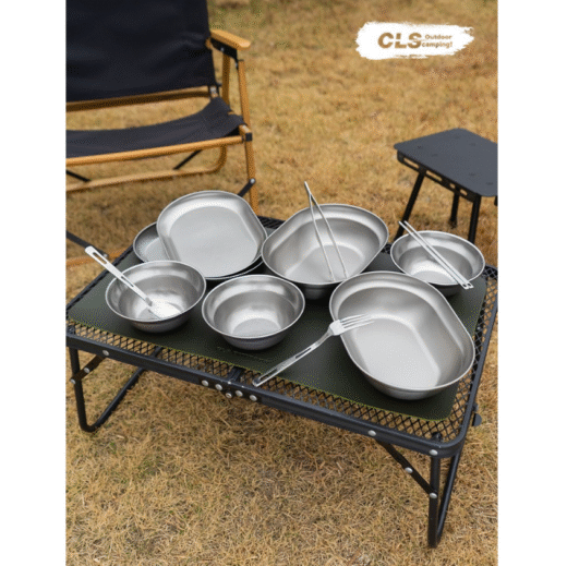 Set Piring Makan Camping 304 Stainless Steel CLS Nesting Outdoor Alat Makan Mendaki Hiking - Image 4