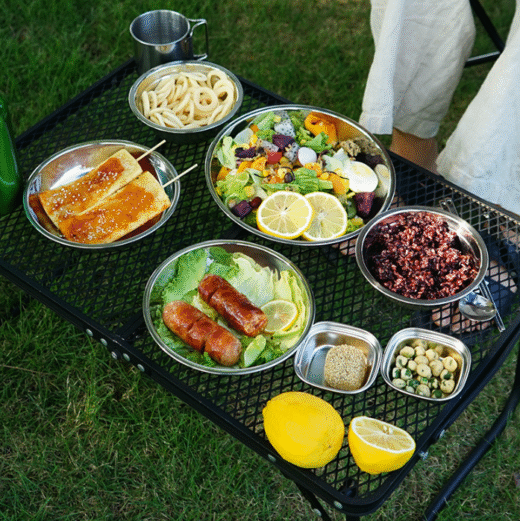 Set Piring Makan Camping 17Pcs 22Pcs Stainless Steel Nesting Outdoor Mendaki - Image 4