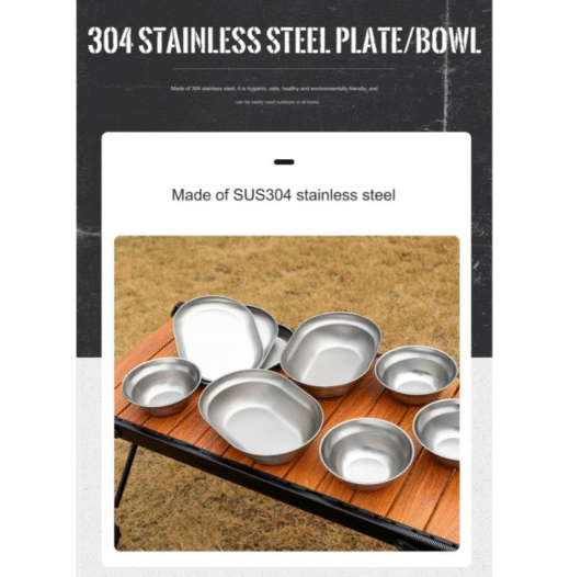 Set Piring Makan Camping 304 Stainless Steel CLS Nesting Outdoor Alat Makan Mendaki Hiking - Image 5