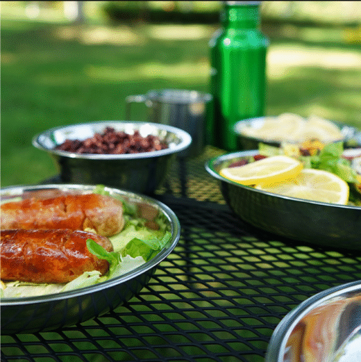 Set Piring Makan Camping 17Pcs 22Pcs Stainless Steel Nesting Outdoor Mendaki - Image 5