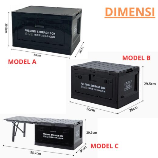 Kotak Penyimpanan Lipat 50L ISE MOUNT Storage Box Outdoor Camping Campervan Box - Image 2