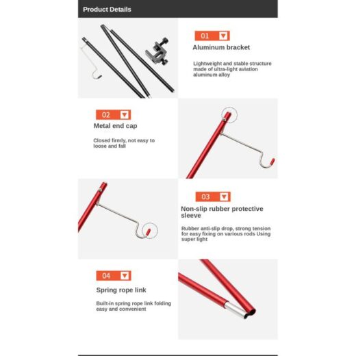 Tiang Lampu Gantung Camping Campervan Folding Lamp Pole Light Stand Outdoor Hiking Mendaki - Image 4