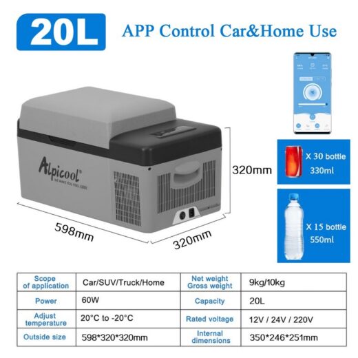 Kulkas Portable Alpicool C20 20L Freezer Mobil Campervan Motorhome  Ice Tiger Car Refrigerator Compressor Refrigeneration Car Home Dual Use - Image 4