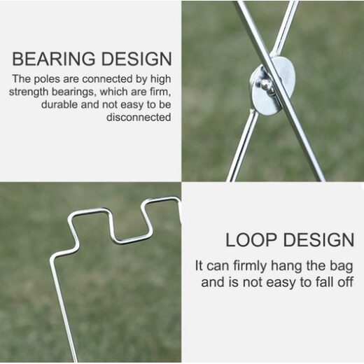 Rak Sampah Lipat Portable ISE MOUNT Folding Garbage Rack Barbecue Trash Rack - Image 3