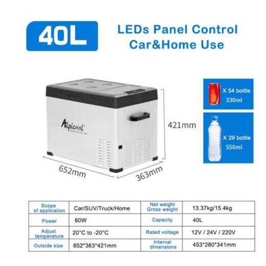 Kulkas Portable Alpicool C40 40L Freezer Mobil Campervan Motorhome Ice Tiger Car Refrigerator Compressor Refrigeneration Car Home Dual Use - Image 4