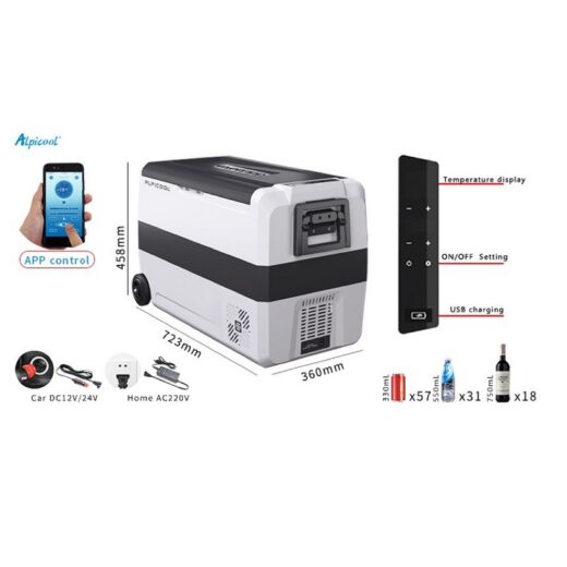 Kulkas Portable Alpicool T50 50L Freezer Mobil Campervan Motorhome Kulkas Vaksin Ice Tiger Car Refrigerator Compressor Refrigeneration Car Home Dual Use - Image 3