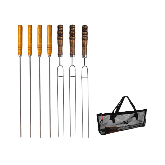 Pemanggang BBQ 7Pcs Grill Stainless Steel Camping Outdoor Hiking Mendaki