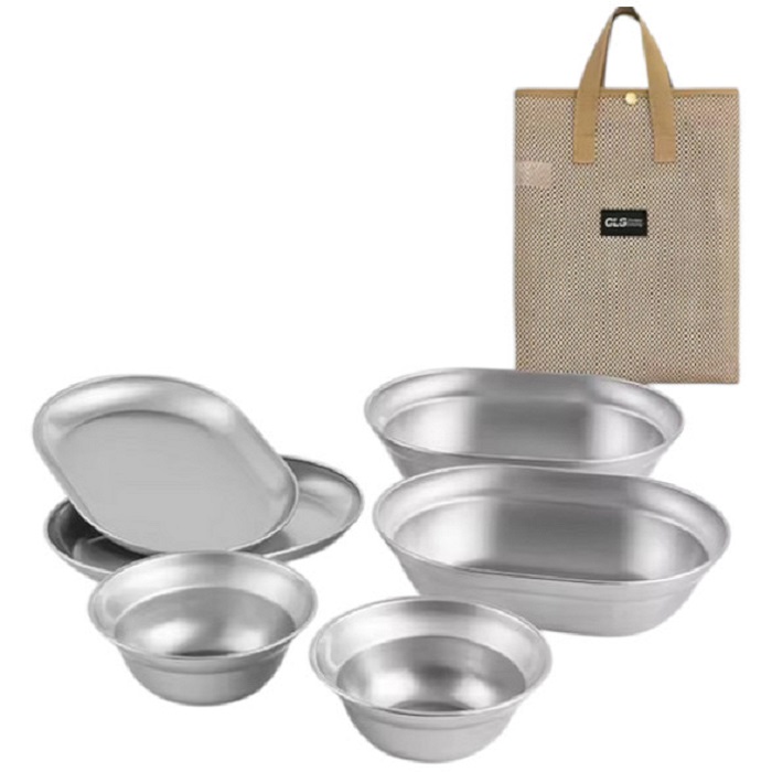 Set Piring Makan Camping 304 Stainless Steel CLS Nesting Outdoor Alat Makan Mendaki Hiking