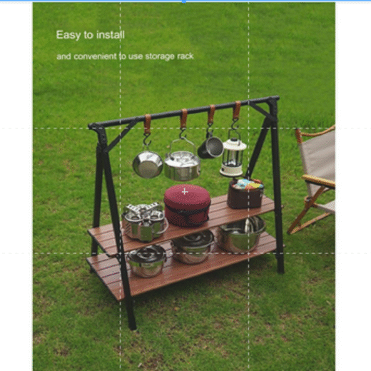Rak Aluminium Alloy Double Layer Rak Penyimpanan Camping Outdoor Campervan - Image 4