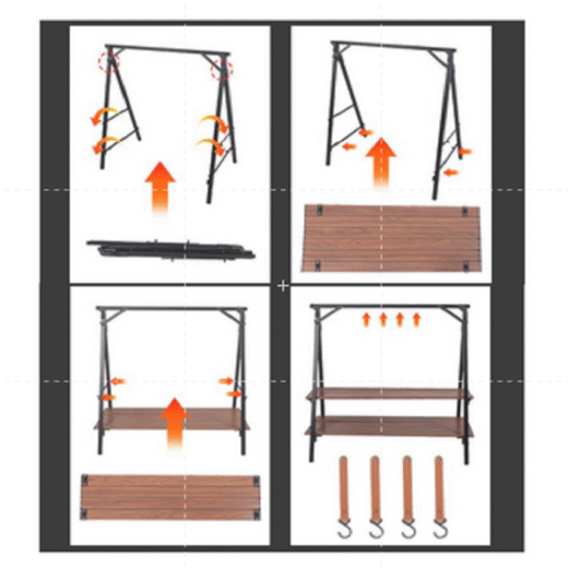 Rak Aluminium Alloy Double Layer Rak Penyimpanan Camping Outdoor Campervan - Image 3
