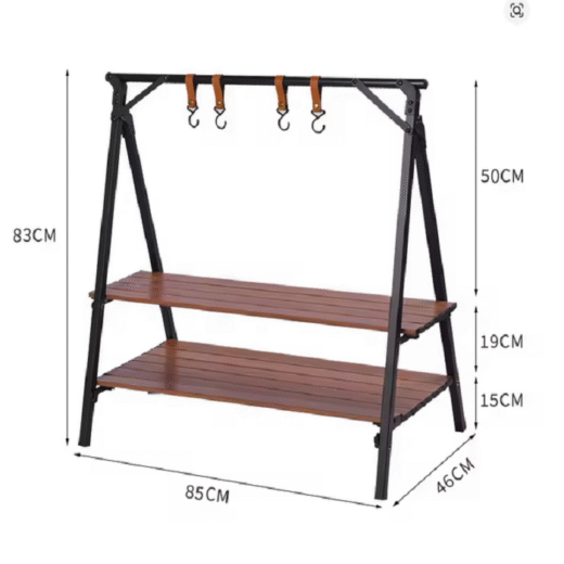 Rak Aluminium Alloy Double Layer Rak Penyimpanan Camping Outdoor Campervan - Image 2