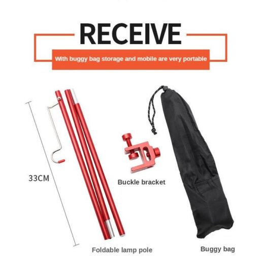 Tiang Lampu Gantung Camping Campervan Folding Lamp Pole Light Stand Outdoor Hiking Mendaki - Image 2