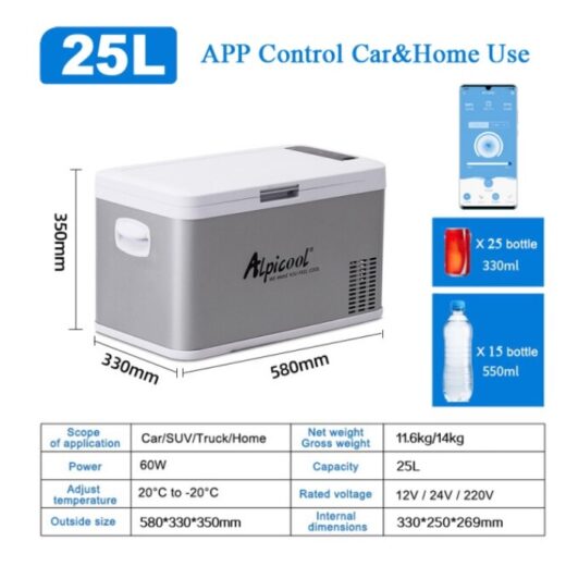 Kulkas Portable Alpicool MK25 25L Freezer Mobil Campervan Motorhome Portable Freezer - Image 5
