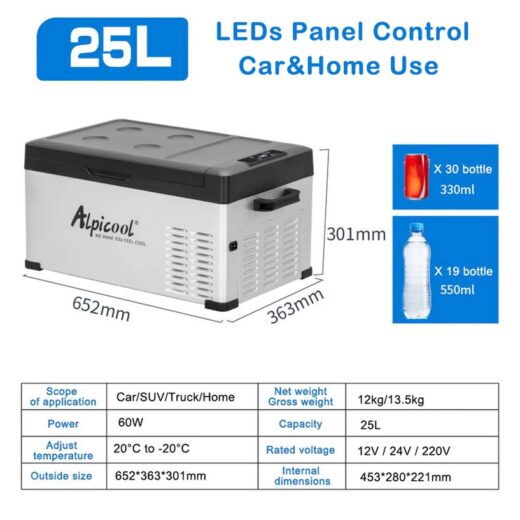 Kulkas Portable Alpicool C25 25L Freezer Mobil Campervan Motorhome Kulkas Vaksin Kulkas Mobil Ice Tiger Car Refrigerator Compressor Refrigeneration Car Home Dual Use - Image 4