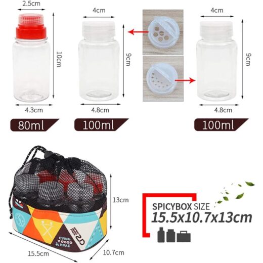 Kotak Penyimpanan Bumbu Spice Box Outdoor Camping Picnic Equipment Botol Bumbu Alat Masak Kemah Hiking Mendaki - Image 4