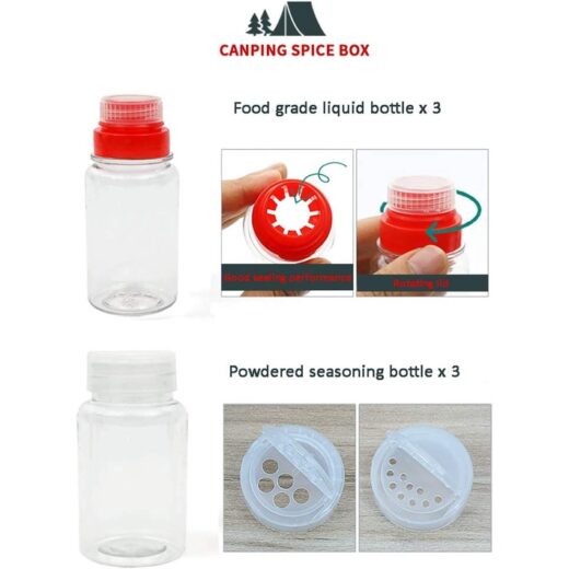 Kotak Penyimpanan Bumbu Spice Box Outdoor Camping Picnic Equipment Botol Bumbu Alat Masak Kemah Hiking Mendaki - Image 5