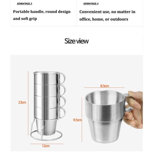 Gelas Stainless Steel 304 Camping Cup Portable 4 Pcs Outdoor Hiking - Image 2