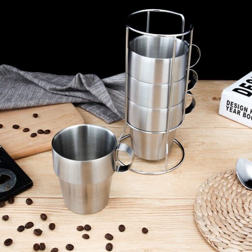 Gelas Stainless Steel 304 Camping Cup Portable 4 Pcs Outdoor Hiking - Image 4