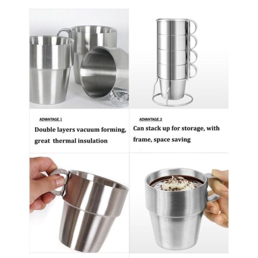 Gelas Stainless Steel 304 Camping Cup Portable 4 Pcs Outdoor Hiking - Image 5