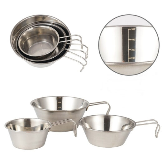 Mangkuk Gantung Stainless Steel 3PCS Nesting Outdoor Alat Makan Camping Klasik - Image 2