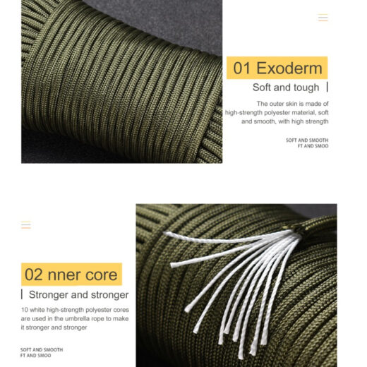 Tali Prusik Paracord ISE MOUNT 10 Core 31 Meter Camping Hiking Adventure Tali Pengikat Multifungsi Kemah Outdoor - Image 2