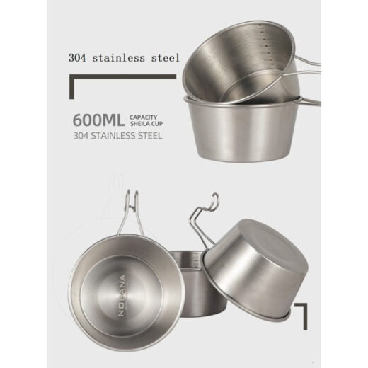 Mangkuk Gantung Stainless Steel 304 Alat Masak Outdoor Portable Nesting Hiking Camping Mendaki - Image 6