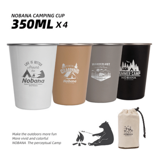 Gelas Camping CAMPLEADER Camping Cup Portable 4 Pcs Campervan Hiking Nobana - Image 4