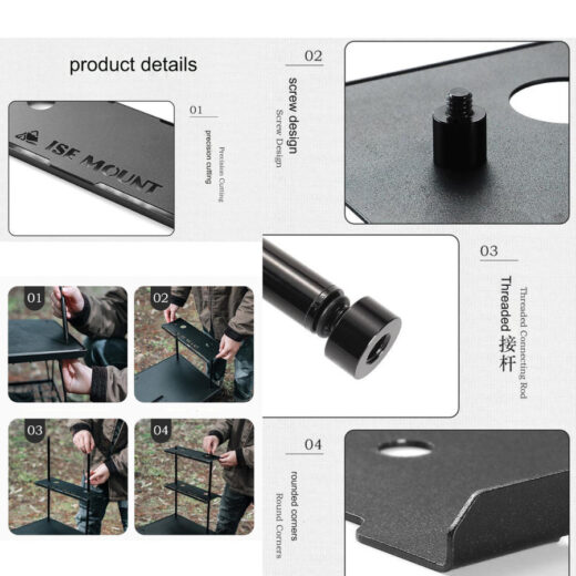 Rak Meja Camping Multifungsi ISE MOUNT Gantungan Rak Outdoor Shelf Rack Hiking Tambahan Rak Meja Lipat - Image 5