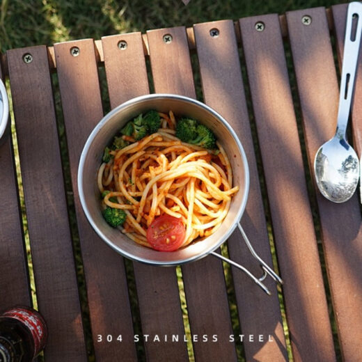 Mangkuk Gantung Stainless Steel 304 Alat Masak Outdoor Portable Nesting Hiking Camping Mendaki - Image 3