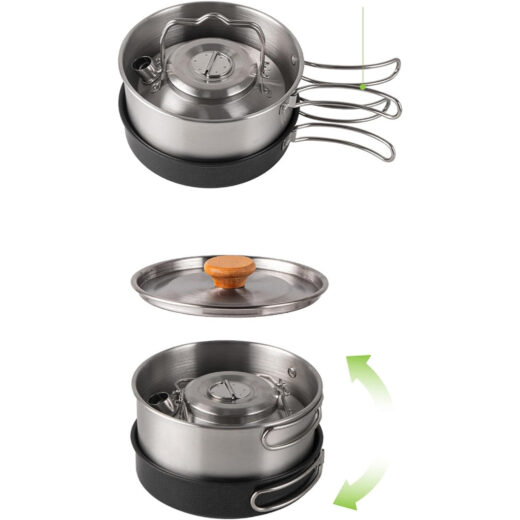 4Pcs Set Alat Masak Stainlees Steel Nesting Camping Hiking Outdoor - Image 4