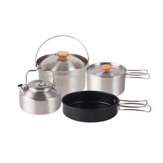 4Pcs Set Alat Masak Stainlees Steel Nesting Camping Hiking Outdoor