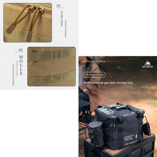 ISE MOUNT Storage Bag 20L Tas Gas Tank Stove Camping Picnic Bag Tas Penyimpanan Gas - Image 5