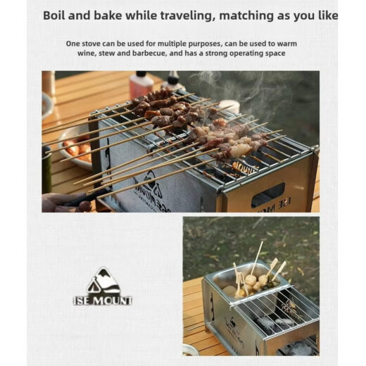 Panggangan Lipat Stainless Steel ISE MOUNT Square Folding Card BBQ Grill Outdoor - Image 2