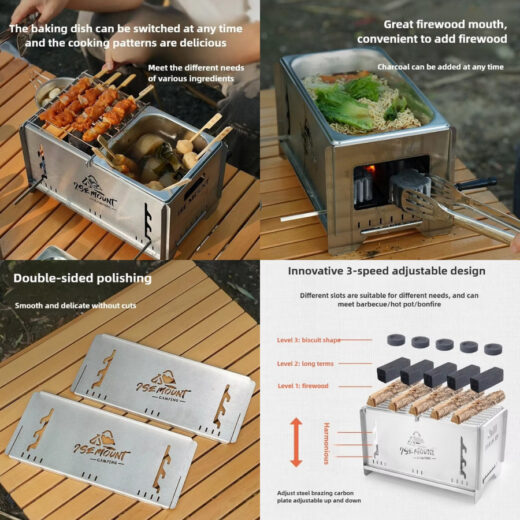 Panggangan Lipat Stainless Steel ISE MOUNT Square Folding Card BBQ Grill Outdoor - Image 3