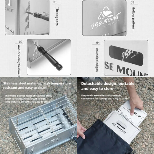 Panggangan Lipat Stainless Steel ISE MOUNT Square Folding Card BBQ Grill Outdoor - Image 5