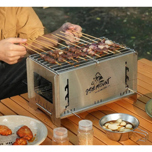 Panggangan Lipat Stainless Steel ISE MOUNT Square Folding Card BBQ Grill Outdoor - Image 6