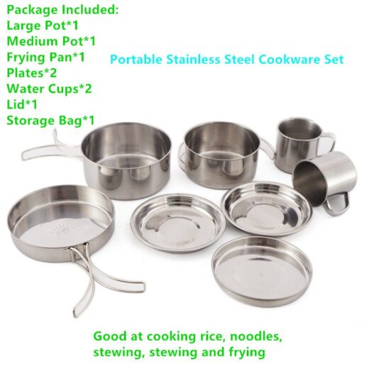 Mangkok Set 8 Pcs Stainless Steel Cup Bowl Nesting Portable Camping Hiking Kemah Mendaki - Image 2