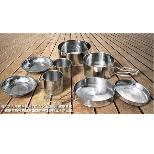 Mangkok Set 8 Pcs Stainless Steel Cup Bowl Nesting Portable Camping Hiking Kemah Mendaki - Image 4
