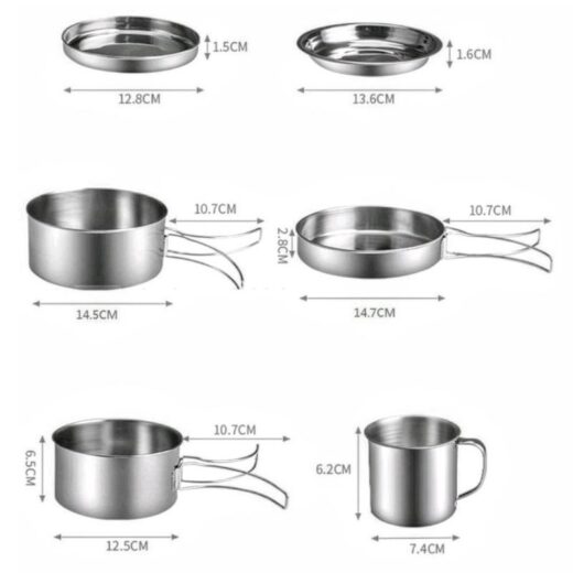 Mangkok Set 8 Pcs Stainless Steel Cup Bowl Nesting Portable Camping Hiking Kemah Mendaki - Image 5