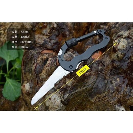 Carabiner Pisau Multifungsi ISE MOUNT Knife Lipat 5 in 1 Camping Outdoor Mendaki Kemah - Image 5