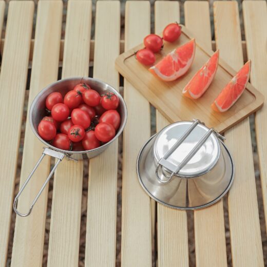 Mangkuk Lipat Gantung Bowl Cup Portable Nesting Stainless Steel Camping Hiking Mangkuk Panci Mendaki - Image 3