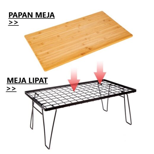 Meja Lipat Papan Kayu Portable ISE MOUNT Table Camping Outdoor Mesh Drain Rack Hiking - Image 7