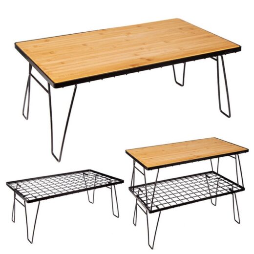 Meja Lipat Papan Kayu Portable ISE MOUNT Table Camping Outdoor Mesh Drain Rack Hiking - Image 2