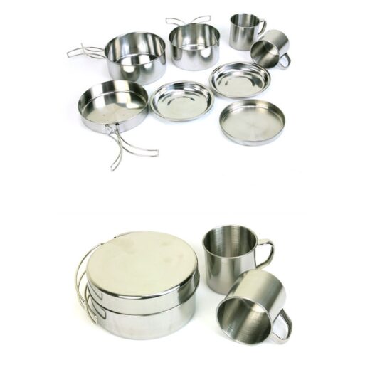 Mangkok Set 8 Pcs Stainless Steel Cup Bowl Nesting Portable Camping Hiking Kemah Mendaki - Image 6