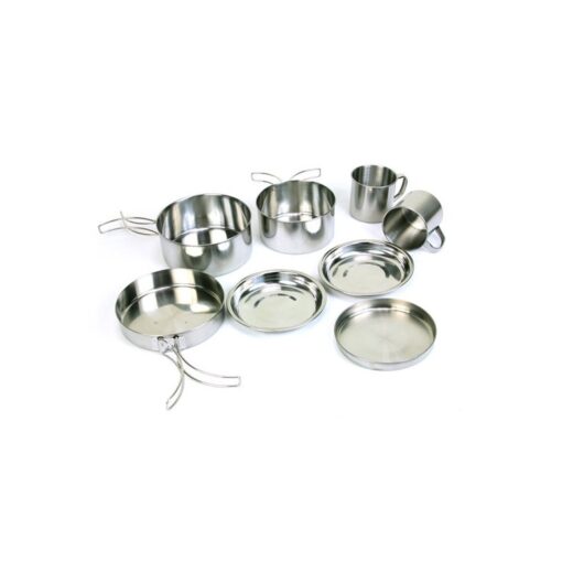 Mangkok Set 8 Pcs Stainless Steel Cup Bowl Nesting Portable Camping Hiking Kemah Mendaki