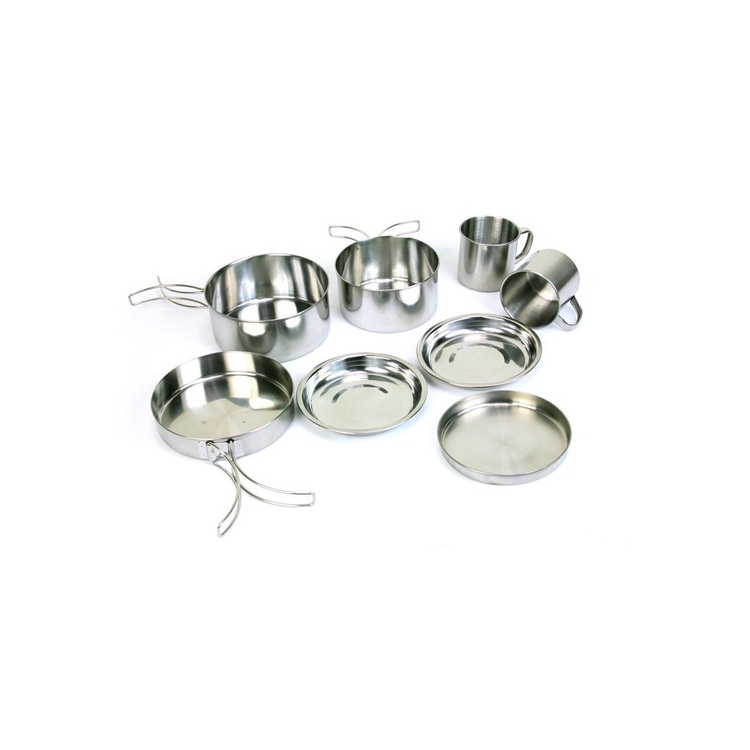 Mangkok Set 8 Pcs Stainless Steel Cup Bowl Nesting Portable Camping Hiking Kemah Mendaki